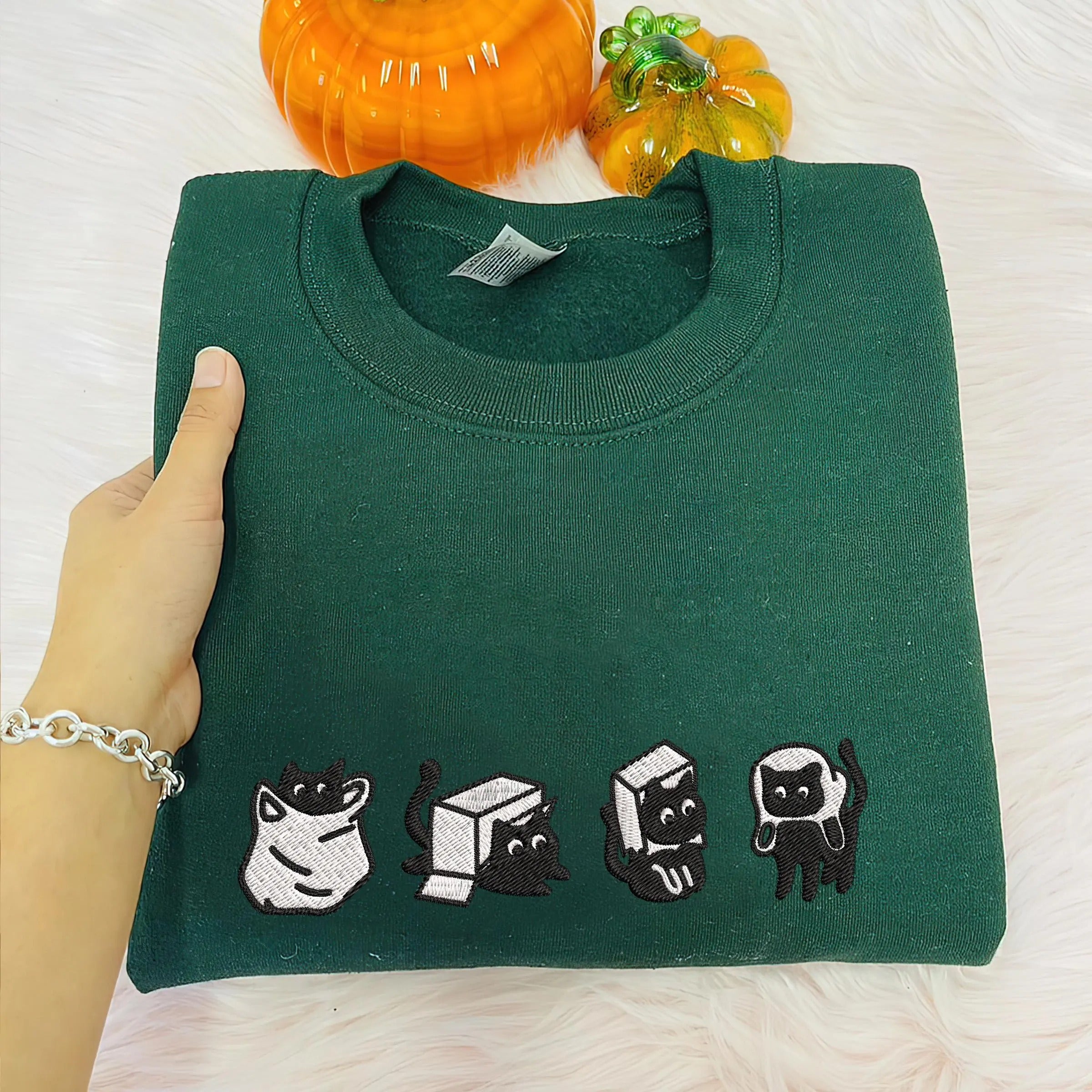 Embroidered Black Cat Crewneck Sweatshirt, Black Cat Sweatshirt, Gift for Cat Owner, Funny Animal Embroidery Sweatshirt, Gift For Cat Lovers Embroidered Black Cat Crewneck Sweatshirt, Black Cat Sweatshirt, Gift for Cat Owner, Funny Animal Embroidery Sweatshirt, Gift For Cat Lovers